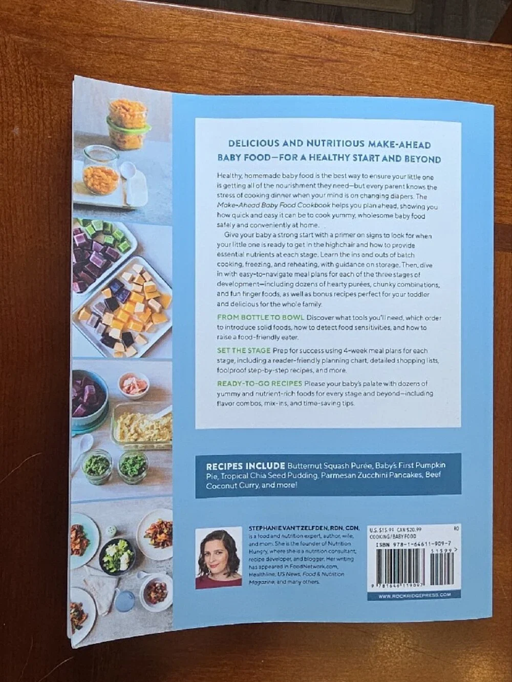 Make-Ahead Baby Food Cookbook by Stephanie Vant Zelfden - Blue Cover